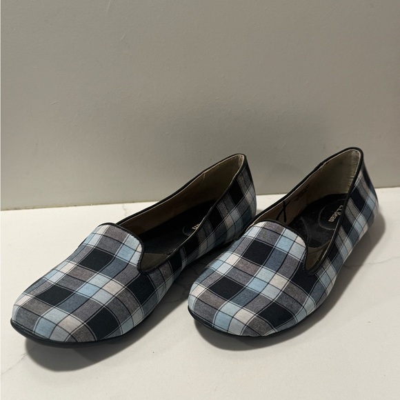 L.L. Bean Blue and Black Plaid Sleek Loafers - Picture 2 of 8
